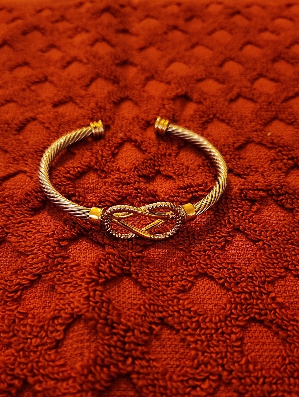 0074 Silver-Tone Twisted Rope Infinity Cuff Bracelet - Women Jewelry